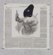 <div class="lightbox-artworktitle">Untitled (Nose with Staff)</div><div class="lightbox-artworkyear">2019</div><div class="lightbox-artworkdescription">Black paper and coloured pencil on Illustrated London News pages</div><div class="lightbox-artworkdimension">25.9 x 26.5 cm</div><div class="lightbox-artworkdimension"></div><div class="lightbox-tagswithlinks"><a rel='nofollow' href='/page/1/?s=%23Paper'>#Paper</A> <a rel='nofollow' href='/page/1/?s=%23FoundPaper'>#FoundPaper</A> <a rel='nofollow' href='/page/1/?s=%23Portrait'>#Portrait</A> <a rel='nofollow' href='/page/1/?s=%23Collage'>#Collage</A> <a rel='nofollow' href='/page/1/?s=%23TheNose'>#TheNose</A></div>