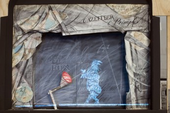 <div class="lightbox-artworktitle">Black Box/Chambre Noire</div><div class="lightbox-artworkyear">2005</div><div class="lightbox-artworkdescription">Animated 35 mm film transferred to video, model theater with drawings (charcoal, pastel, collage, and coloured pencil on paper) and mechanical puppets</div><div class="lightbox-artworkdimension"></div><div class="lightbox-artworkdimension"></div><div class="lightbox-tagswithlinks"><A rel='nofollow' href='/page/1/?s=%23ModelTheatre'>#ModelTheatre</A> <A rel='nofollow' href='/page/1/?s=%23Installation'>#Installation</A> <A rel='nofollow' href='/page/1/?s=%23Edition'>#Edition</A> <A rel='nofollow' href='/page/1/?s=%23SingleChannel'>#SingleChannel</A> <A rel='nofollow' href='/page/1/?s=%23Animation'>#Animation</A> <A rel='nofollow' href='/page/1/?s=%23TheMagicFlute'>#TheMagicFlute</A></div>