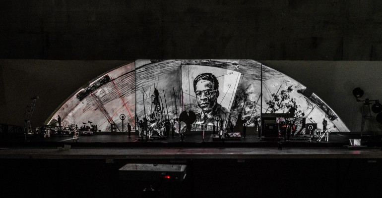 Stage model for "The Head & the Load", Kentridge Studio, Johannesburg,  May 2018<br/>Photo: Stella Olivier 