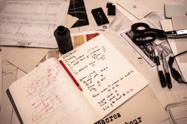 Journal notes for "The Head & the Load", Kentridge Studio, Johannesburg, May 2018<br/>Photo: Stella Olivier