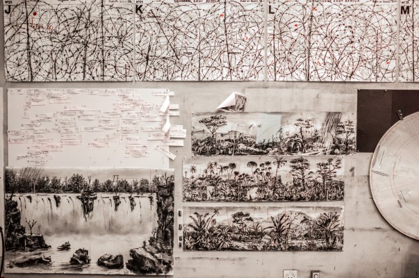Drawings for "The Head & the Load", Kentridge Studio, Johannesburg, May 2018<br/>Photo: Stella Olivier
