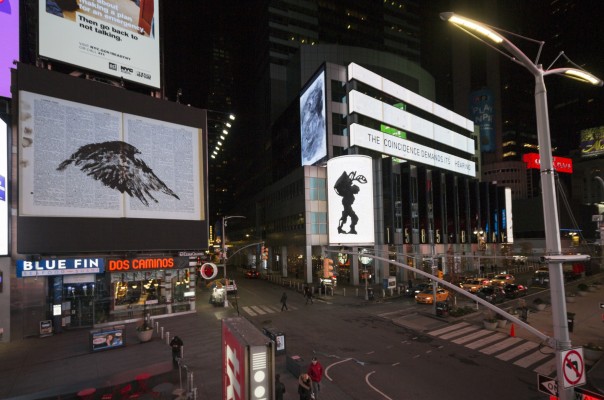 "To What End", multiple channel video installation, Times Square, New York, December 2019<br/>Photo: Ka-Man Tse for Times Square Arts