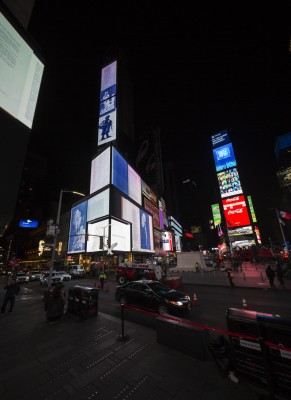 "To What End", multiple channel video installation, Times Square, New York, December 2019<br/>Photo: Ka-Man Tse for Times Square Arts   