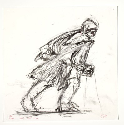 Preparatory sketch for frieze figure, charcoal on paper, June 2013