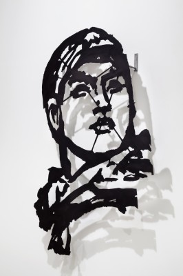 Side view, "Head (Model Opera)", 2015, Laser-cut stainless steel and acrylic paint, Edition of 6
