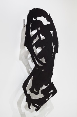 Side view, "Head (Brushwork 1)", 2015, Laser-cut stainless steel and acrylic paint, Edition of 4