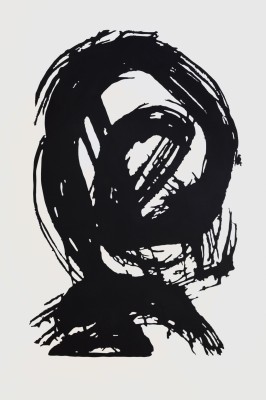 Installation view, "Head (Brushwork 2)", 2015, Laser-cut stainless steel and acrylic paint, Edition of 4