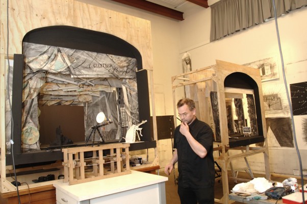Making "Preparing the Flute" and "Black Box/Chambre Noire" with Jonas Lundquist, Kentridge Studio, Johannesburg, May 2005