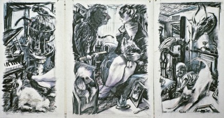 <div class="lightbox-artworktitle">Untitled (Menagerie)</div><div class="lightbox-artworkyear">1985 </div><div class="lightbox-artworkdescription">Charcoal and crayon on paper, Triptych</div><div class="lightbox-artworkdimension"></div><div class="lightbox-artworkdimension"></div><div class="lightbox-tagswithlinks"><A rel='nofollow' href='/page/1/?s=%23Charcoal'>#Charcoal</A> <A rel='nofollow' href='/page/1/?s=%23Paper'>#Paper</A> <A rel='nofollow' href='/page/1/?s=%23EarlyWorks'>#EarlyWorks</A> <A rel='nofollow' href='/page/1/?s=%23Crayon'>#Crayon</A></div>