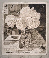 <div class="lightbox-artworktitle">I Ask this Chair, I Ask this Table, Why ?</div><div class="lightbox-artworkyear">2023</div><div class="lightbox-artworkdescription">Indian ink and Coloured pencil on Phumani handmade paper</div><div class="lightbox-artworkdimension">Main dimensions: 197 x 167 x cm</div><div class="lightbox-artworkdimension">/</div>