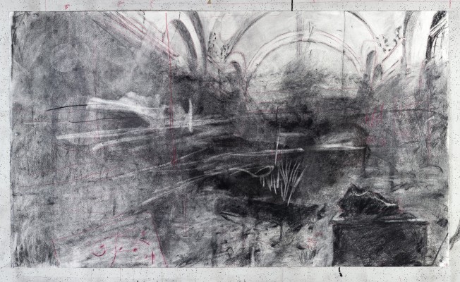 <div class="lightbox-artworktitle">Drawing for City Deep (Collapsing of the Gallery)</div><div class="lightbox-artworkyear">2019</div><div class="lightbox-artworkdescription">Charcoal and red pencil on paper </div><div class="lightbox-artworkdimension">75 x 128 cm</div><div class="lightbox-artworkdimension"></div><div class="lightbox-tagswithlinks"><a rel='nofollow' href='/page/1/?s=%23Charcoal'>#Charcoal</A> <a rel='nofollow' href='/page/1/?s=%23Paper'>#Paper</A> <a rel='nofollow' href='/page/1/?s=%23DrawingsForProjection'>#DrawingsForProjection</A> <a rel='nofollow' href='/page/1/?s=%23ColouredPencil'>#ColouredPencil</A> <a rel='nofollow' href='/page/1/?s=%23CityDeep'>#CityDeep</A></div>