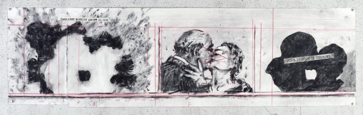 <div class="lightbox-artworktitle">Drawing for City Deep (Darkness Gossips About No One)</div><div class="lightbox-artworkyear">2019</div><div class="lightbox-artworkdescription">Charcoal and red pencil on paper </div><div class="lightbox-artworkdimension">39.5 x 181.5 cm</div><div class="lightbox-artworkdimension"></div><div class="lightbox-tagswithlinks"><a rel='nofollow' href='/page/1/?s=%23Charcoal'>#Charcoal</A> <a rel='nofollow' href='/page/1/?s=%23Paper'>#Paper</A> <a rel='nofollow' href='/page/1/?s=%23DrawingsForProjection'>#DrawingsForProjection</A> <a rel='nofollow' href='/page/1/?s=%23ColouredPencil'>#ColouredPencil</A> <a rel='nofollow' href='/page/1/?s=%23CityDeep'>#CityDeep</A></div>