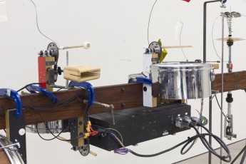 <div class="lightbox-artworktitle">Mechanical Drum Set from Refuse the Hour</div><div class="lightbox-artworkyear">2013</div><div class="lightbox-artworkdescription">Percussion Instruments, drums, timber, steel, brass, aluminium and electronic componentsMore in depth description in notes below</div><div class="lightbox-artworkdimension">160 x 300 x 100 cm</div><div class="lightbox-artworkdimension"></div><div class="lightbox-tagswithlinks"><a rel='nofollow' href='/page/1/?s=%23Series'>#Series</A> <a rel='nofollow' href='/page/1/?s=%23Steel'>#Steel</A> <a rel='nofollow' href='/page/1/?s=%23FoundObjects'>#FoundObjects</A> <a rel='nofollow' href='/page/1/?s=%23Kinetic'>#Kinetic</A> <a rel='nofollow' href='/page/1/?s=%23TheRefusalofTime'>#TheRefusalofTime</A> <a rel='nofollow' href='/page/1/?s=%23Wood'>#Wood</A></div>