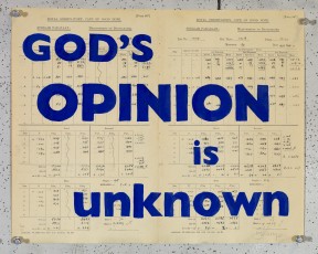 <div class="lightbox-artworktitle">God's Opinion is Unknown</div><div class="lightbox-artworkyear">2019</div><div class="lightbox-artworkdescription">Pure Afghan Lapis Lazuli screen printed onto found pages </div><div class="lightbox-artworkdimension">32.3 x 40.3 cm</div><div class="lightbox-artworkdimension">Edition of 40</div><div class="lightbox-tagswithlinks"><a rel='nofollow' href='/page/1/?s=%23FoundPaper'>#FoundPaper</A> <a rel='nofollow' href='/page/1/?s=%23Text'>#Text</A> <a rel='nofollow' href='/page/1/?s=%23Series'>#Series</A> <a rel='nofollow' href='/page/1/?s=%23Edition'>#Edition</A> <a rel='nofollow' href='/page/1/?s=%23WaitingForTheSibyl'>#WaitingForTheSibyl</A> <a rel='nofollow' href='/page/1/?s=%23Silkscreen'>#Silkscreen</A></div>