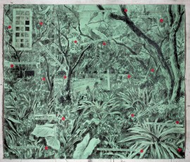 <div class="lightbox-artworktitle">There Were No Books</div><div class="lightbox-artworkyear">2023</div><div class="lightbox-artworkdescription">Paint, Indian ink, Charcoal, Coloured pencil and Collage on paper</div><div class="lightbox-artworkdimension">Main dimensions: 152 x 178 x cm</div><div class="lightbox-artworkdimension">/</div>