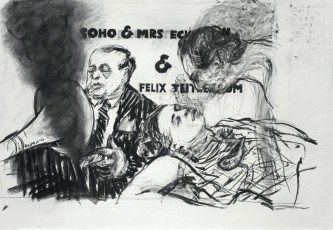 <div class="lightbox-artworktitle">Drawing for the film Sobriety, Obesity & Growing Old (Soho & Mrs Eckstein & Felix Teitlebaum)</div><div class="lightbox-artworkyear">1991</div><div class="lightbox-artworkdescription">Charcoal and pastel on paper</div><div class="lightbox-artworkdimension">120 x 150 cm</div><div class="lightbox-artworkdimension"></div><div class="lightbox-tagswithlinks"><a rel='nofollow' href='/page/1/?s=%23Charcoal'>#Charcoal</A> <a rel='nofollow' href='/page/1/?s=%23Paper'>#Paper</A> <a rel='nofollow' href='/page/1/?s=%23DrawingsForProjection'>#DrawingsForProjection</A> <a rel='nofollow' href='/page/1/?s=%23Pastel'>#Pastel</A> <a rel='nofollow' href='/page/1/?s=%23SobrietyObesityAndGrowingOld'>#SobrietyObesityAndGrowingOld</A></div>