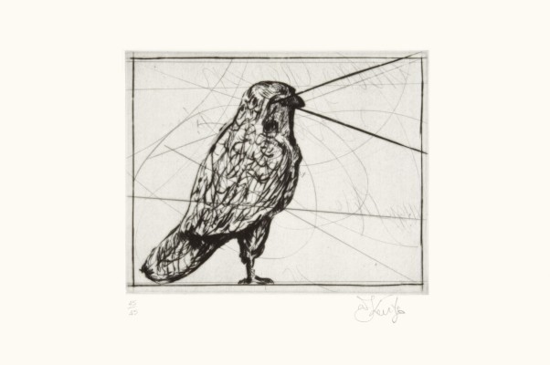 <div class="lightbox-artworktitle">Horus</div><div class="lightbox-artworkyear">2006</div><div class="lightbox-artworkdescription">Drypoint, Coloured pencil and Hand-painting on paper</div><div class="lightbox-artworkdimension">28.9 x 33 cm</div><div class="lightbox-artworkdimension">Edition of 45</div><div class="lightbox-tagswithlinks"><A href='/page/1/?s=%23Paper'>#Paper</A> <A href='/page/1/?s=%23Series'>#Series</A> <A href='/page/1/?s=%23Edition'>#Edition</A> <A href='/page/1/?s=%23TheMagicFlute'>#TheMagicFlute</A> <A href='/page/1/?s=%23ColouredPencil'>#ColouredPencil</A> <A href='/page/1/?s=%23Drypoint'>#Drypoint</A></div>