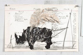 <div class="lightbox-artworktitle">Drawing for Black Box / Chambre Noire (Black Rhino)</div><div class="lightbox-artworkyear">2005</div><div class="lightbox-artworkdescription">Charcoal, Chalk and Collage on found paper</div><div class="lightbox-artworkdimension"></div><div class="lightbox-artworkdimension"></div><div class="lightbox-tagswithlinks"><A rel='nofollow' href='/page/1/?s=%23Charcoal'>#Charcoal</A> <A rel='nofollow' href='/page/1/?s=%23FoundPaper'>#FoundPaper</A> <A rel='nofollow' href='/page/1/?s=%23Collage'>#Collage</A> <A rel='nofollow' href='/page/1/?s=%23Chalk'>#Chalk</A> <A rel='nofollow' href='/page/1/?s=%23BlackBoxChambreNoire'>#BlackBoxChambreNoire</A></div>