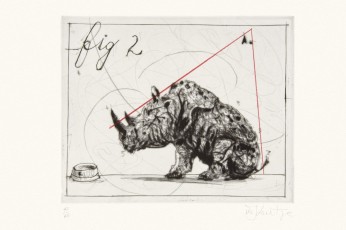 <div class="lightbox-artworktitle">Three Rhinos, Fig. 2 Dunce </div><div class="lightbox-artworkyear">2005</div><div class="lightbox-artworkdescription">Drypoint and Pastel on Hahnemühle, Warm White 300</div><div class="lightbox-artworkdimension">28.5 x 32.5 cm</div><div class="lightbox-artworkdimension">Edition of 45</div><div class="lightbox-tagswithlinks"><A href='/page/1/?s=%23Paper'>#Paper</A> <A href='/page/1/?s=%23Series'>#Series</A> <A href='/page/1/?s=%23Edition'>#Edition</A> <A href='/page/1/?s=%23TheMagicFlute'>#TheMagicFlute</A> <A href='/page/1/?s=%23Pastel'>#Pastel</A> <A href='/page/1/?s=%23Drypoint'>#Drypoint</A></div>