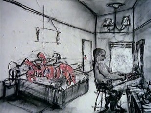 <div class="lightbox-artworktitle">Hotel</div><div class="lightbox-artworkyear">1997</div><div class="lightbox-artworkdescription">35 mm film, transferred to video, Collaboration with Deborah Bell and Robert Hodgins</div><div class="lightbox-artworkdimension">5 min 35 sec; 7 min 15 sec</div><div class="lightbox-artworkdimension"></div><div class="lightbox-tagswithlinks"><A rel='nofollow' href='/page/1/?s=%23Charcoal'>#Charcoal</A> <A rel='nofollow' href='/page/1/?s=%23SingleChannel'>#SingleChannel</A> <A rel='nofollow' href='/page/1/?s=%23Animation'>#Animation</A></div>