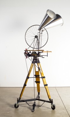 <div class="lightbox-artworktitle">Bicycle Wheel II</div><div class="lightbox-artworkyear">2011</div><div class="lightbox-artworkdescription">Bicycle wheel, gears and chain,steel, wood, brass, aluminium sheets,tripod, castors, mechanical hardwareand other materials</div><div class="lightbox-artworkdimension">260 x 100 x 100 cm</div><div class="lightbox-artworkdimension"></div><div class="lightbox-tagswithlinks"><a rel='nofollow' href='/page/1/?s=%23Series'>#Series</A> <a rel='nofollow' href='/page/1/?s=%23Steel'>#Steel</A> <a rel='nofollow' href='/page/1/?s=%23FoundObjects'>#FoundObjects</A> <a rel='nofollow' href='/page/1/?s=%23Kinetic'>#Kinetic</A> <a rel='nofollow' href='/page/1/?s=%23TheRefusalofTime'>#TheRefusalofTime</A> <a rel='nofollow' href='/page/1/?s=%23Wood'>#Wood</A></div>