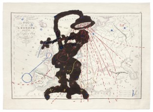 <div class="lightbox-artworktitle">Porter Series - Europe divisee en les different Etats (Shower Woman)</div><div class="lightbox-artworkyear">2006-7</div><div class="lightbox-artworkdescription">Tapestry weave with embroidery. Warp: polyester. Weft and embroidery:mohair, acrylic and polyester</div><div class="lightbox-artworkdimension">243 x 345 cm</div><div class="lightbox-artworkdimension">Edition of 5</div><div class="lightbox-tagswithlinks"></div>