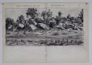 <div class="lightbox-artworktitle">Small Koppie</div><div class="lightbox-artworkyear">2013</div><div class="lightbox-artworkdescription">Charcoal, pastel and coloured pencil on ledger book paper from the Central Administration Mine Cash Book (1906) </div><div class="lightbox-artworkdimension">47 x 66 cm</div><div class="lightbox-artworkdimension"></div><div class="lightbox-tagswithlinks"><a rel='nofollow' href='/page/1/?s=%23Charcoal'>#Charcoal</A> <a rel='nofollow' href='/page/1/?s=%23FoundPaper'>#FoundPaper</A> <a rel='nofollow' href='/page/1/?s=%23Landscape'>#Landscape</A> <a rel='nofollow' href='/page/1/?s=%23MiningLandscapes'>#MiningLandscapes</A> <a rel='nofollow' href='/page/1/?s=%23ColouredPencil'>#ColouredPencil</A> <a rel='nofollow' href='/page/1/?s=%23Pastel'>#Pastel</A></div>