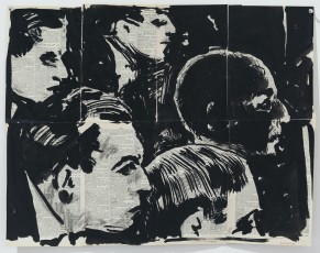 <div class="lightbox-artworktitle">Untitled (Crowd I)</div><div class="lightbox-artworkyear">2014</div><div class="lightbox-artworkdescription">Indian ink and charcoal on Shorter Oxford Dictionary pages</div><div class="lightbox-artworkdimension">53.7 x 68.9 cm</div><div class="lightbox-artworkdimension"></div><div class="lightbox-tagswithlinks"><a rel='nofollow' href='/page/1/?s=%23Charcoal'>#Charcoal</A> <a rel='nofollow' href='/page/1/?s=%23Ink'>#Ink</A> <a rel='nofollow' href='/page/1/?s=%23FoundPaper'>#FoundPaper</A> <a rel='nofollow' href='/page/1/?s=%23Lulu'>#Lulu</A></div>