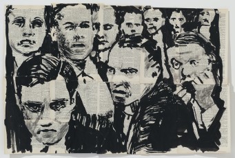 <div class="lightbox-artworktitle">Untitled (Crowd II)</div><div class="lightbox-artworkyear">2014</div><div class="lightbox-artworkdescription">Indian ink and charcoal on Shorter Oxford Dictionary pages</div><div class="lightbox-artworkdimension">53.7 x 80.6 cm</div><div class="lightbox-artworkdimension"></div><div class="lightbox-tagswithlinks"><a rel='nofollow' href='/page/1/?s=%23Charcoal'>#Charcoal</A> <a rel='nofollow' href='/page/1/?s=%23Ink'>#Ink</A> <a rel='nofollow' href='/page/1/?s=%23FoundPaper'>#FoundPaper</A> <a rel='nofollow' href='/page/1/?s=%23Lulu'>#Lulu</A></div>