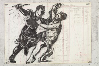 <div class="lightbox-artworktitle">Drawing for Triumphs and Laments (The Rape of Lucretia)</div><div class="lightbox-artworkyear">2014</div><div class="lightbox-artworkdescription">Charcoal on found ledger pages</div><div class="lightbox-artworkdimension">47 x 66.5 cm</div><div class="lightbox-artworkdimension"></div><div class="lightbox-tagswithlinks"><a rel='nofollow' href='/page/1/?s=%23Charcoal'>#Charcoal</A> <a rel='nofollow' href='/page/1/?s=%23FoundPaper'>#FoundPaper</A> <a rel='nofollow' href='/page/1/?s=%23Triumphs&Laments'>#Triumphs&Laments</A></div>