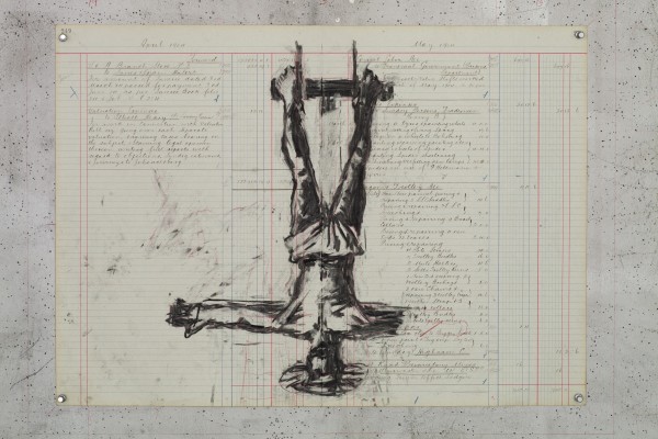 <div class="lightbox-artworktitle">Drawing for Triumphs and Laments (The Crucifixion of Saint Peter)</div><div class="lightbox-artworkyear">2015</div><div class="lightbox-artworkdescription">Charcoal and red pencil on found ledger pages</div><div class="lightbox-artworkdimension">48 x 67 cm</div><div class="lightbox-artworkdimension"></div><div class="lightbox-tagswithlinks"><a rel='nofollow' href='/page/1/?s=%23Charcoal'>#Charcoal</A> <a rel='nofollow' href='/page/1/?s=%23FoundPaper'>#FoundPaper</A> <a rel='nofollow' href='/page/1/?s=%23Triumphs&Laments'>#Triumphs&Laments</A></div>