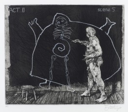 <div class="lightbox-artworktitle">Act II / Scene 5  </div><div class="lightbox-artworkyear">1996-97</div><div class="lightbox-artworkdescription">Etchings with soft ground, aquatint and drypoint, each from one zinc plate and an engraved polycarbon sheet, on Fabriano Rosaspina bianco 220 gsm paper</div><div class="lightbox-artworkdimension">36 x 50 cm</div><div class="lightbox-artworkdimension">Edition of 45</div><div class="lightbox-tagswithlinks"><a rel='nofollow' href='/page/1/?s=%23SelfPortrait'>#SelfPortrait</A> <a rel='nofollow' href='/page/1/?s=%23Series'>#Series</A> <a rel='nofollow' href='/page/1/?s=%23Edition'>#Edition</A> <a rel='nofollow' href='/page/1/?s=%23Etching'>#Etching</A> <a rel='nofollow' href='/page/1/?s=%23Ubu'>#Ubu</A></div>