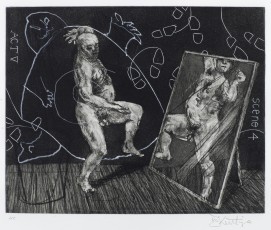 <div class="lightbox-artworktitle">Act V / Scene 4 </div><div class="lightbox-artworkyear">1996-97</div><div class="lightbox-artworkdescription">Etchings with soft ground, aquatint and drypoint, each from one zinc plate and an engraved polycarbon sheet, on Fabriano RosaSpina bianco 220 gsm paper</div><div class="lightbox-artworkdimension">36 x 50 cm</div><div class="lightbox-artworkdimension">Edition of 45</div><div class="lightbox-tagswithlinks"><a rel='nofollow' href='/page/1/?s=%23SelfPortrait'>#SelfPortrait</A> <a rel='nofollow' href='/page/1/?s=%23Series'>#Series</A> <a rel='nofollow' href='/page/1/?s=%23Edition'>#Edition</A> <a rel='nofollow' href='/page/1/?s=%23Etching'>#Etching</A> <a rel='nofollow' href='/page/1/?s=%23Ubu'>#Ubu</A></div>