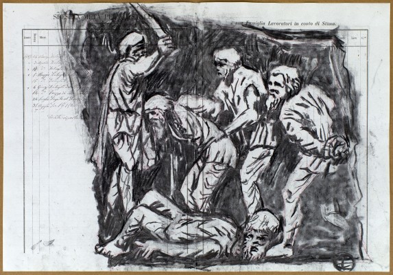 <div class="lightbox-artworktitle">Drawing for Triumphs and Laments (Beheading of Prisoners)</div><div class="lightbox-artworkyear">2016</div><div class="lightbox-artworkdescription">Charcoal on found ledger pages</div><div class="lightbox-artworkdimension">40 x 57 cm</div><div class="lightbox-artworkdimension"></div><div class="lightbox-tagswithlinks"><a rel='nofollow' href='/page/1/?s=%23Charcoal'>#Charcoal</A> <a rel='nofollow' href='/page/1/?s=%23FoundPaper'>#FoundPaper</A> <a rel='nofollow' href='/page/1/?s=%23Triumphs&Laments'>#Triumphs&Laments</A></div>