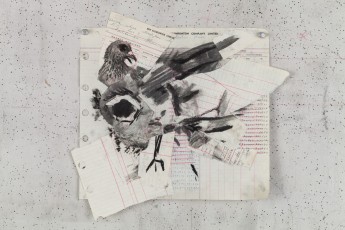 <div class="lightbox-artworktitle">Drawing for The Head & the Load (Pigeon with Bullet Hole)</div><div class="lightbox-artworkyear">2018</div><div class="lightbox-artworkdescription">paper collage and charcoal on found ledger pages</div><div class="lightbox-artworkdimension">34 x 33 cm</div><div class="lightbox-artworkdimension"></div><div class="lightbox-tagswithlinks"><a rel='nofollow' href='/page/1/?s=%23Charcoal'>#Charcoal</A> <a rel='nofollow' href='/page/1/?s=%23FoundPaper'>#FoundPaper</A> <a rel='nofollow' href='/page/1/?s=%23TheHead&TheLoad'>#TheHead&TheLoad</A></div>
