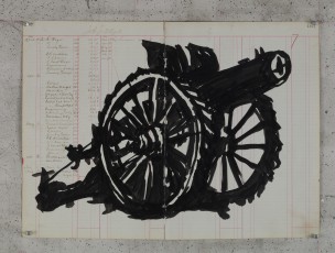 <div class="lightbox-artworktitle">Drawing for The Head & the Load (Cannon)</div><div class="lightbox-artworkyear">2018</div><div class="lightbox-artworkdescription">Indian ink and red pencil on found ledger pages</div><div class="lightbox-artworkdimension">47 x 64,5 cm</div><div class="lightbox-artworkdimension"></div><div class="lightbox-tagswithlinks"><a rel='nofollow' href='/page/1/?s=%23Ink'>#Ink</A> <a rel='nofollow' href='/page/1/?s=%23FoundPaper'>#FoundPaper</A> <a rel='nofollow' href='/page/1/?s=%23TheHead&TheLoad'>#TheHead&TheLoad</A> <a rel='nofollow' href='/page/1/?s=%23ColouredPencil'>#ColouredPencil</A></div>