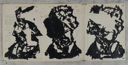 <div class="lightbox-artworktitle">Drawing for The Head & the Load (Three Heads)</div><div class="lightbox-artworkyear">2018</div><div class="lightbox-artworkdescription">Indian ink and red pencil on found ledger pages</div><div class="lightbox-artworkdimension">47 x 100 cm</div><div class="lightbox-artworkdimension"></div><div class="lightbox-tagswithlinks"><a rel='nofollow' href='/page/1/?s=%23Ink'>#Ink</A> <a rel='nofollow' href='/page/1/?s=%23FoundPaper'>#FoundPaper</A> <a rel='nofollow' href='/page/1/?s=%23TheHead&TheLoad'>#TheHead&TheLoad</A> <a rel='nofollow' href='/page/1/?s=%23ColouredPencil'>#ColouredPencil</A></div>