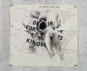 <div class="lightbox-artworktitle">Drawing for The Head & the Load (Our Former Kingdoms)</div><div class="lightbox-artworkyear">2018</div><div class="lightbox-artworkdescription">Paper collage of charcoal, digital print and red pencil on found ledger pages</div><div class="lightbox-artworkdimension">28.5 x 31 cm</div><div class="lightbox-artworkdimension"></div><div class="lightbox-tagswithlinks"><a rel='nofollow' href='/page/1/?s=%23Charcoal'>#Charcoal</A> <a rel='nofollow' href='/page/1/?s=%23FoundPaper'>#FoundPaper</A> <a rel='nofollow' href='/page/1/?s=%23Text'>#Text</A> <a rel='nofollow' href='/page/1/?s=%23TheHead&TheLoad'>#TheHead&TheLoad</A></div>