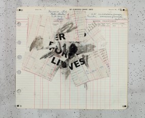 <div class="lightbox-artworktitle">Drawing for The Head & the Load (For Lives)</div><div class="lightbox-artworkyear">2018</div><div class="lightbox-artworkdescription">Paper collage of charcoal, digital print and red pencil on found ledger pages</div><div class="lightbox-artworkdimension">28,5 x 31 cm</div><div class="lightbox-artworkdimension"></div><div class="lightbox-tagswithlinks"><a rel='nofollow' href='/page/1/?s=%23Charcoal'>#Charcoal</A> <a rel='nofollow' href='/page/1/?s=%23FoundPaper'>#FoundPaper</A> <a rel='nofollow' href='/page/1/?s=%23Text'>#Text</A> <a rel='nofollow' href='/page/1/?s=%23TheHead&TheLoad'>#TheHead&TheLoad</A></div>