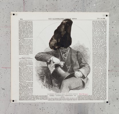 <div class="lightbox-artworktitle">Untitled (Nose with Top Hat and Gloves)</div><div class="lightbox-artworkyear">2009</div><div class="lightbox-artworkdescription">Indian Ink and coloured pencil on The Illustrated London News</div><div class="lightbox-artworkdimension">26 x 26 cm</div><div class="lightbox-artworkdimension"></div><div class="lightbox-tagswithlinks"><a rel='nofollow' href='/page/1/?s=%23Ink'>#Ink</A> <a rel='nofollow' href='/page/1/?s=%23FoundPaper'>#FoundPaper</A> <a rel='nofollow' href='/page/1/?s=%23Portrait'>#Portrait</A> <a rel='nofollow' href='/page/1/?s=%23TheNose'>#TheNose</A></div>