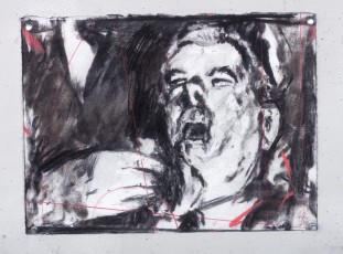 <div class="lightbox-artworktitle">Drawing for Studio Life, Episode 5 (Injured Verwoerd, Close-up)</div><div class="lightbox-artworkyear">2021</div><div class="lightbox-artworkdescription">Charcoal, pastel and red pencil on paper </div><div class="lightbox-artworkdimension">30 x 40 cm</div><div class="lightbox-artworkdimension"></div><div class="lightbox-tagswithlinks"><A rel='nofollow' href='/page/1/?s=%23Charcoal'>#Charcoal</A> <A rel='nofollow' href='/page/1/?s=%23Paper'>#Paper</A> <A rel='nofollow' href='/page/1/?s=%23StudioLife'>#StudioLife</A> <A rel='nofollow' href='/page/1/?s=%23Pencil'>#Pencil</A> <A rel='nofollow' href='/page/1/?s=%23Pastel'>#Pastel</A></div>