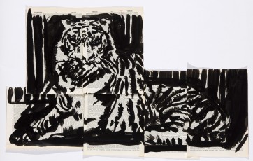 <div class="lightbox-artworktitle">Untitled (Reclining Tiger)</div><div class="lightbox-artworkyear">2013</div><div class="lightbox-artworkdescription">Indian Ink on pages from various Shorter Oxford English Dictionary on Historical Principles, Third Edition Revised and Edited by C.T. Onions 1930 - 1950</div><div class="lightbox-artworkdimension">44 x 77.5 cm</div><div class="lightbox-artworkdimension"></div><div class="lightbox-tagswithlinks"><a rel='nofollow' href='/page/1/?s=%23Ink'>#Ink</A> <a rel='nofollow' href='/page/1/?s=%23FoundPaper'>#FoundPaper</A> <a rel='nofollow' href='/page/1/?s=%23Lulu'>#Lulu</A></div>