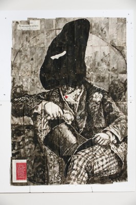 <div class="lightbox-artworktitle">Nose with Plaid Pants </div><div class="lightbox-artworkyear">2009</div><div class="lightbox-artworkdescription">Indian ink and paint on found pages (36 pages, 32 x 20 cm each)</div><div class="lightbox-artworkdimension">183 x 130 cm</div><div class="lightbox-artworkdimension"></div><div class="lightbox-tagswithlinks"><a rel='nofollow' href='/page/1/?s=%23Ink'>#Ink</A> <a rel='nofollow' href='/page/1/?s=%23FoundPaper'>#FoundPaper</A> <a rel='nofollow' href='/page/1/?s=%23Portrait'>#Portrait</A> <a rel='nofollow' href='/page/1/?s=%23TheNose'>#TheNose</A></div>