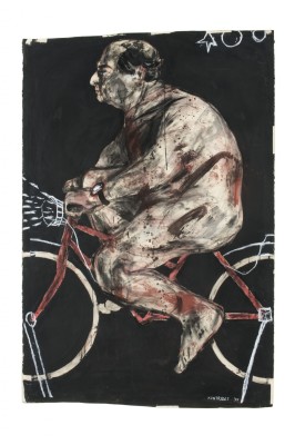 <div class="lightbox-artworktitle">Ubu on a Bicycle</div><div class="lightbox-artworkyear">1997</div><div class="lightbox-artworkdescription">Charcoal, gouache, pastel and raw pigment on paper</div><div class="lightbox-artworkdimension">177 x 106 cm</div><div class="lightbox-artworkdimension"></div><div class="lightbox-tagswithlinks"><a rel='nofollow' href='/page/1/?s=%23Charcoal'>#Charcoal</A> <a rel='nofollow' href='/page/1/?s=%23Paper'>#Paper</A> <a rel='nofollow' href='/page/1/?s=%23SelfPortrait'>#SelfPortrait</A> <a rel='nofollow' href='/page/1/?s=%23Ubu'>#Ubu</A> <a rel='nofollow' href='/page/1/?s=%23Pastel'>#Pastel</A></div>